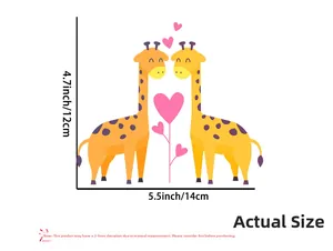 Detailed size chart for giraffe wall decals showing 5.5 inch width and 4.7 inch height