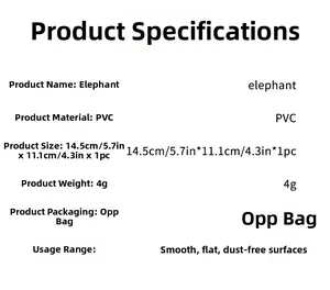 Spécifications détaillées de taille et matériau pour stickers muraux éléphant en PVC