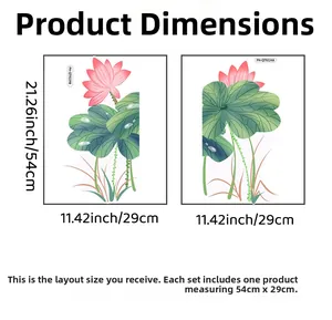 Size chart showing dimensions 54x29cm for lotus flower wall decal sticker layout