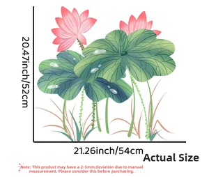 Detailed view of lotus wall sticker showing dimensions of 52cm by 54cm for room decor
