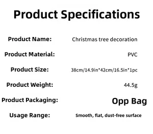 Detailed product specifications for Christmas tree wall stickers on a clean background