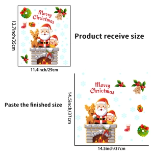 Dimensions détaillées du sticker mural Père Noël et renne, format de planche 35x29 cm