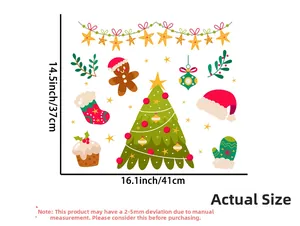Detailed view of Christmas wall sticker set with tree and ginger man measuring 16x14 inches
