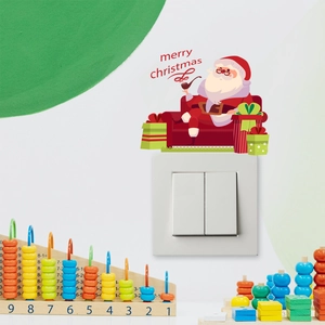 Christmas Santa Claus light switch wall sticker featuring Merry Christmas text and gift boxes