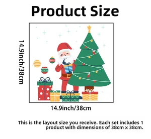 Dimensioni dettagliate degli adesivi di Natale con Babbo Natale, misura 38 per 38 cm