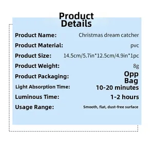 Autocollant attrape-rêves de Noël phosphorescent en PVC 14,5x12,5cm guide de taille