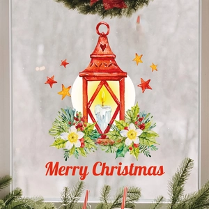 Merry Christmas PVC Window Wall Stickers Santa Claus Snowman Wreath Decals For Holiday Home Room Glass Fridge Decoration