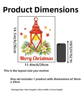 Detailed size guide for Christmas wreath stickers showing 36x29cm layout with phone reference