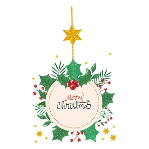 Christmas tree switch sticker with festive holly leaves, red berries, and golden star