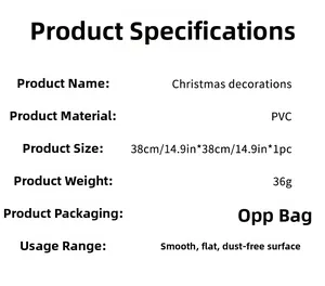Detailed specifications table for PVC Santa snowman Christmas wall stickers 38x38cm