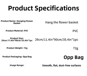 Detailed specifications of PVC wall sticker with flower basket design for smooth surfaces