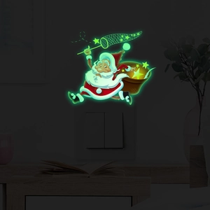 Stickers Muraux de Noël Lumineux Père Noël Sapin de Noël Phosphorescents Décalcomanies Interrupteur Décoration de Maison