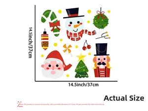 Detailed dimension guide for Christmas Santa and Snowman wall decals 14.5x14.5 inch