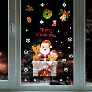 Autocollants de Noël festifs pour fenêtres avec Père Noël, renne et flocons de neige