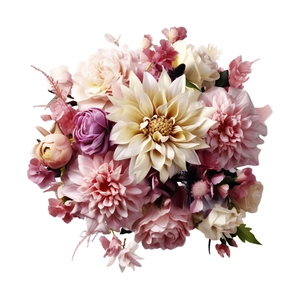 Floral wall sticker set with dahlias and roses for home interior wall decoration