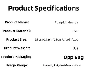 Detailed specifications for Pumpkin Demon PVC sticker sized 38x38cm on white background