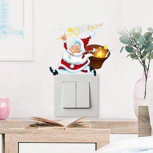 Autocollant phosphorescent Père Noël pour interrupteur et décoration murale de Noël