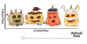 Detailed size specifications for Halloween pumpkin character wall stickers and decals
