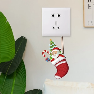 Christmas switch wall stickers featuring Santa, Reindeer, and Snowman for festive decor