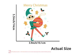 Christmas switch sticker featuring a green elf and gingerbread man with 5.5x3.9 inch dimensions