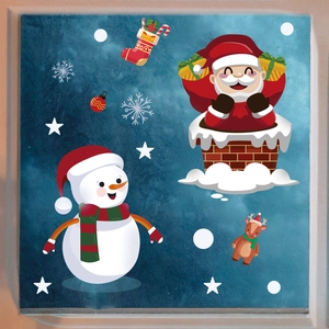 Detailed Christmas wall stickers showing festive Santa Claus, snowmen and reindeer figures