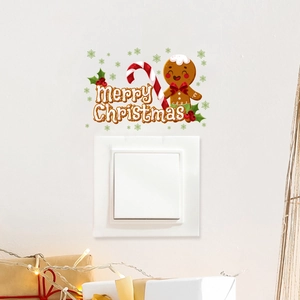 Christmas gingerbread man switch sticker with Merry Christmas text and festive snowflakes