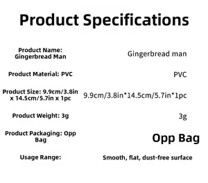 Detailed product dimensions and PVC material specifications for Gingerbread man wall sticker