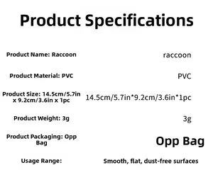 Spécifications de taille et poids pour les stickers muraux en PVC de raton laveur
