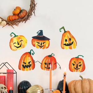 Adesivi murali di zucca di Halloween con cappelli da strega per decorazione festiva