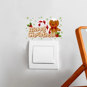 Gingerbread man Merry Christmas switch wall stickers for festive home decoration
