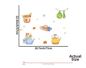 Detailed view of kitchen flower wall decals dimensions 57cm by 73cm for home decor