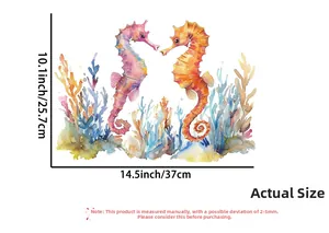 Dettagli dimensionali per adesivi murali con cavallucci marini, misura 37 cm per 25,7 cm