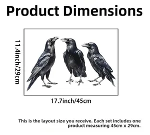 Black raven wall stickers layout showing dimensions 45x29cm for Halloween decoration