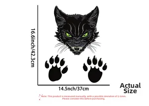 Dettaglio adesivi murali gatto nero con dimensioni 37x42,3cm per decoro di Halloween