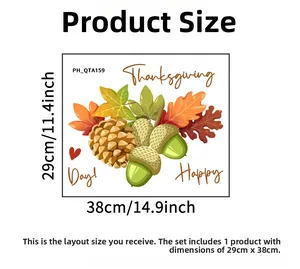 Detail view of Thanksgiving wall stickers with maple leaves and size 29x38cm info