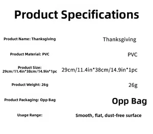Detailed technical specifications for 29x38cm Thanksgiving PVC wall stickers for smooth surfaces