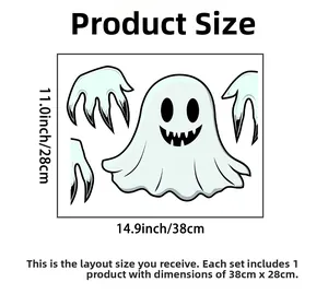 Sticker mural fantôme d'Halloween avec dimensions 38x28cm pour décoration de chambre