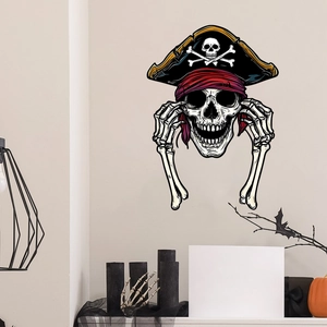 Halloween pirate skull wall decal decor with crossbones for bedroom or living room walls