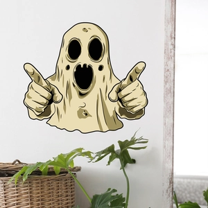 Détail d'un autocollant mural fantôme effrayant pour la décoration d'Halloween