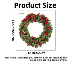 Tableau des tailles détaillé pour stickers couronne de Noël mesurant 29cm par 29cm