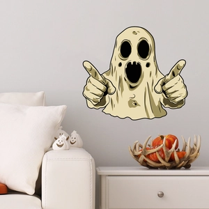 Sticker mural fantôme de dessin animé effrayant pour décoration de chambre Halloween