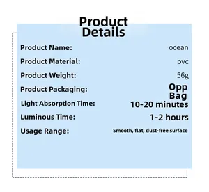 Detailed specifications for ocean glow-in-the-dark PVC stickers with 56g weight data