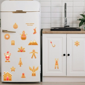 Gingerbread style Christmas wall stickers set featuring Santa and Snowman for home decor