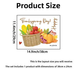 Detail showing Thanksgiving pumpkin basket wall sticker dimensions 38x29cm for home decor