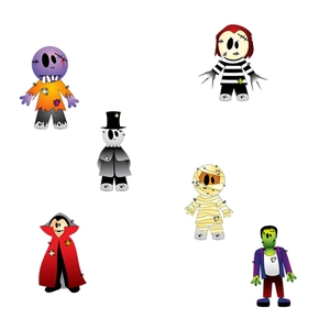 Glow-in-the-dark Halloween wall stickers featuring cartoon zombie, ghost and vampire set