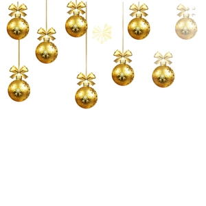 Goldene Weihnachtskugeln mit Schneeflockenmuster und Goldschleifen für die Festdekoration