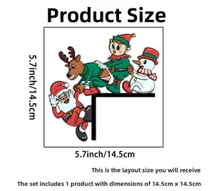Detail view of 14.5cm Christmas light switch decals with Santa and Reindeer designs