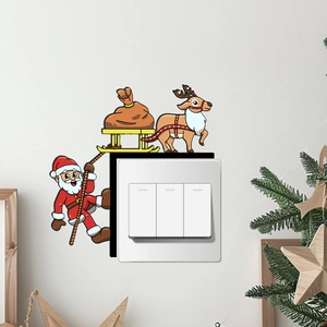 Autocollant de Noël pour interrupteur avec Père Noël et renne pour décoration intérieure