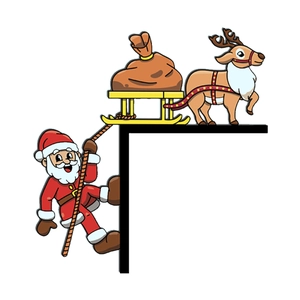 Décoration de cadre de porte de Noël en forme de L avec Père Noël et renne festif