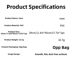 Detailed specification of PVC floral wall sticker with product dimensions and materials